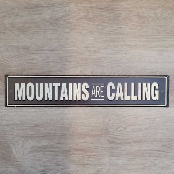 MOUNTAINS ARE CALLING Rustic Metal Decorative Sign - Picture 3 of 11